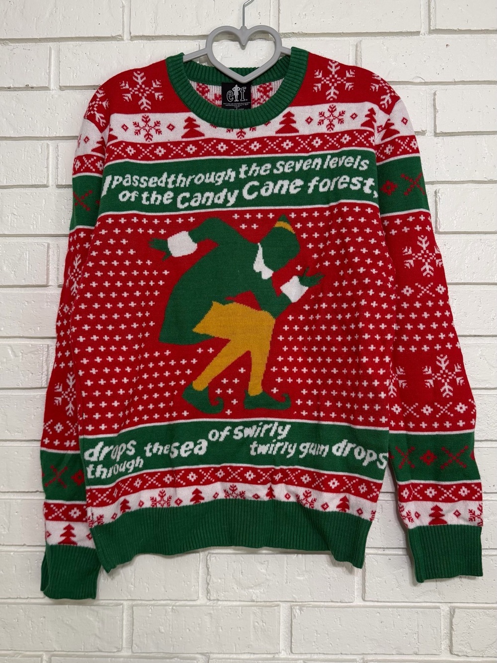 Elf Movie Candy Cane Forest Ugly Christmas Sweater Women’s Small
